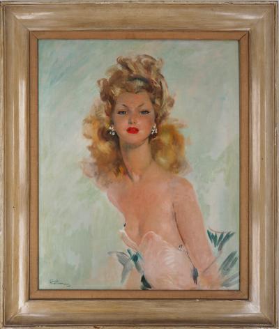 Jean-Gabriel DOMERGUE : Avant le bal - Grande huile sur toile, Signée 2