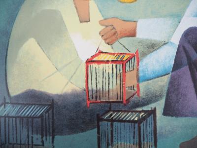 Louis TOFFOLI : Les vendeuses d’oiseaux - Lithographie originale, Signée 2