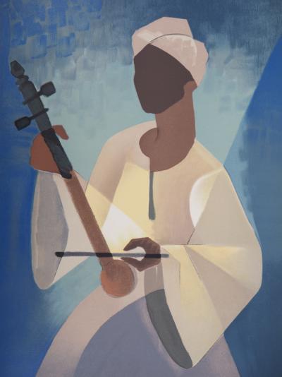Louis TOFFOLI : Nubien joueur de Cithare - Lithographie originale, Signée 2