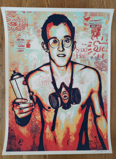 Shepard Fairey (Obey Giant) - 2010 Keith Haring canvas (Green) - Sérigraphie, signée numérotée 2