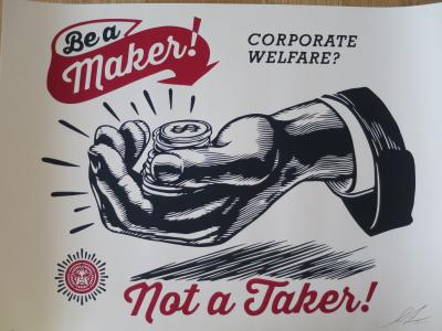 Shepard FAIREY (Obey) - Corporate Welfare, 2015, Sérigraphie signée et numérotée 2