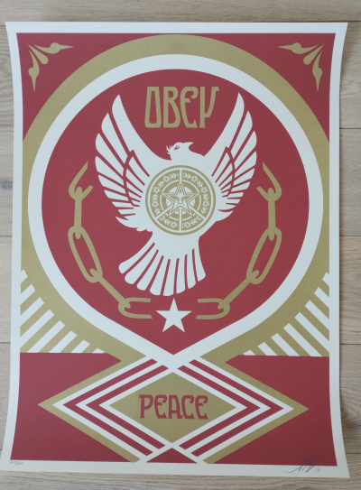 Shepard Fairey (Obey Giant) Peace & Freedom Colombe Holiday 2014 - Sérigraphie, signée numérotée 2