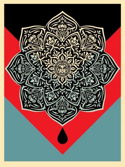 Shepard FAIREY (Obey) - Blood & Oil Mandala (Oil Drop),  2017 - Sérigraphie signée au crayon 2