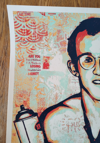 Shepard Fairey (Obey Giant) - 2010 Keith Haring canvas (Green) - Sérigraphie, signée numérotée 2