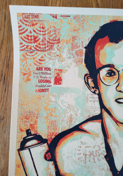 Shepard Fairey (Obey Giant) - 2010 Keith Haring canvas (Green) - Sérigraphie 2