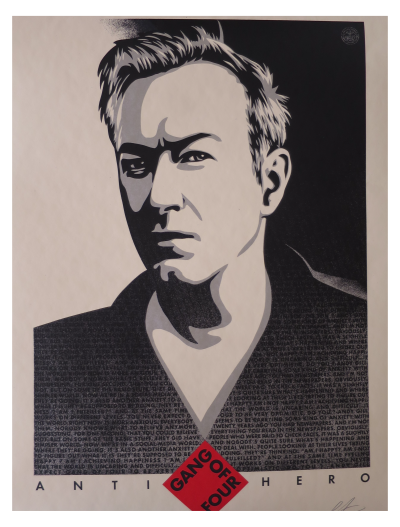 Shepard FAIREY (Obey) - Andy Gill ANTI-HERO, 2020 - Sérigraphie signée au crayon 2