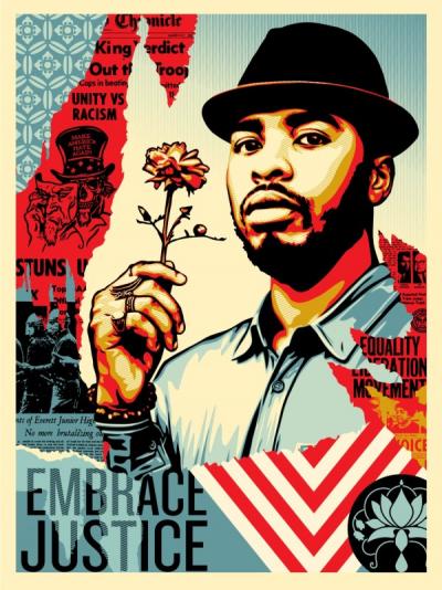 Shepard FAIREY (Obey) - Embrace Justice, 2018, Sérigraphie signée et numérotée 2