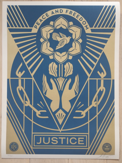 Shepard Fairey (Obey Giant) Peace And Freedom - signée - numerotée 2
