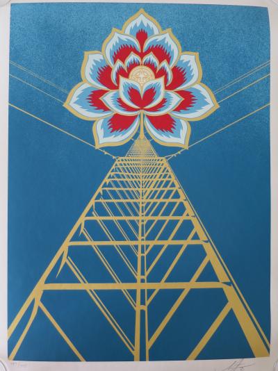 Shepard FAIREY (Obey) -  Flower Power Red, 2021 - Sérigraphie signée au crayon 2