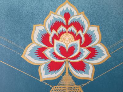 Shepard FAIREY (Obey) -  Flower Power Red, 2021 - Sérigraphie signée au crayon 2
