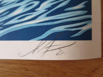 Shepard FAIREY (Obey) - Wave of Distress (Blue), 2021 - Sérigraphie signée au crayon 2