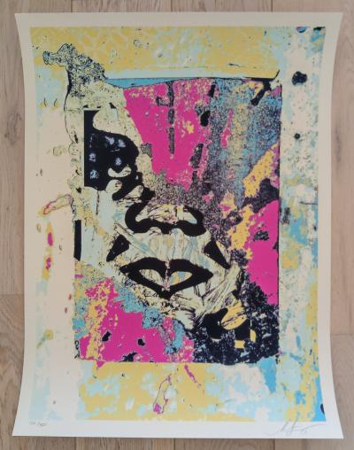 Shepard FAIREY (Obey) - Enhanced Disintegration Pink 2017 - Sérigraphie signée au crayon 2