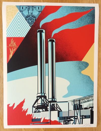 Shepard FAIREY (Obey) - Factory Stacks Earth First 2022 - Sérigraphie 2