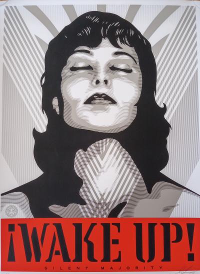Shepard FAIREY (Obey) - Wake Up White, 2017 - Sérigraphie signée au crayon 2