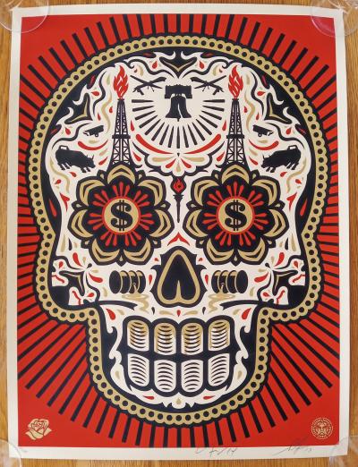 Shepard FAIREY (Obey) - Power and Glory Day of the Dead Skull, 2014 - Sérigraphie signée au crayon 2
