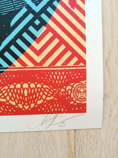 Shepard FAIREY (Obey) - Constructivist Banner Black - Sérigraphie signée au crayon 2