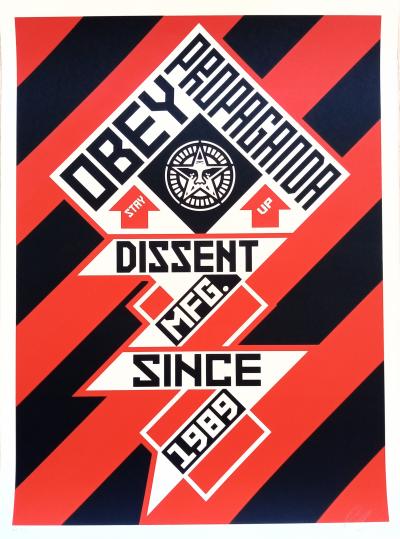 Shepard FAIREY (Obey) - Constructivist Banner Black - Sérigraphie signée au crayon 2