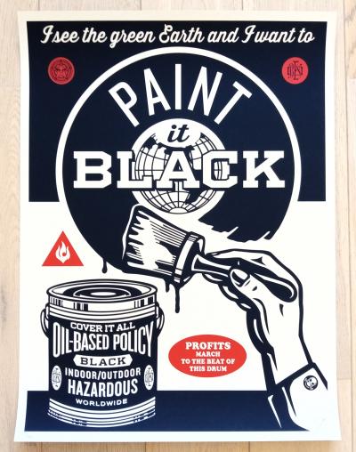 Shepard FAIREY (Obey) - Paint It Black (Brush) - Sérigraphie signée au crayon 2