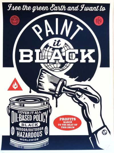 Shepard FAIREY (Obey) - Paint It Black (Brush) - Sérigraphie signée au crayon 2