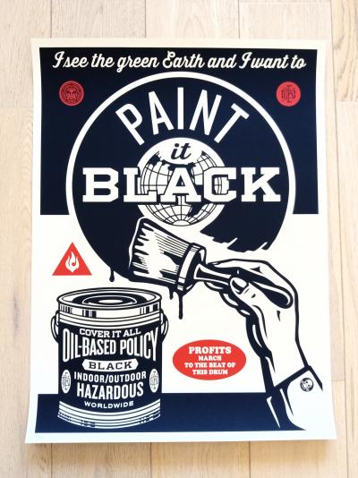 Shepard FAIREY (Obey) - Paint It Black (Brush) - Sérigraphie signée au crayon 2