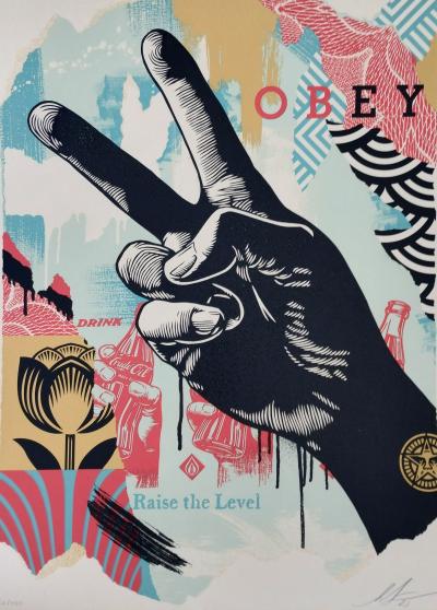 Shepard FAIREY (Obey) - Raise The Level (Peace) - Sérigraphie signée au crayon 2