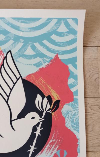 Shepard FAIREY (Obey) - Barbwire Dove Collage - Sérigraphie signée au crayon 2