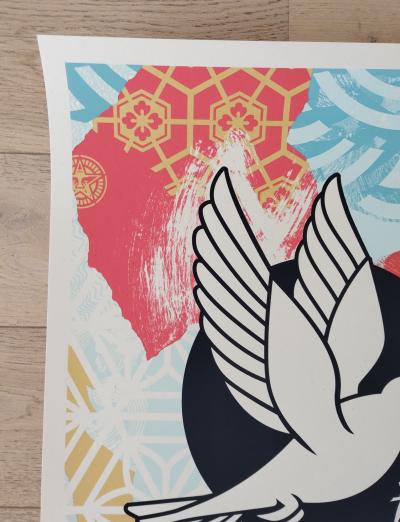 Shepard FAIREY (Obey) - Barbwire Dove Collage - Sérigraphie signée au crayon 2
