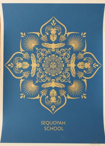Shepard FAIREY (Obey) - sequoyah school mandala - Sérigraphie signée au crayon 2