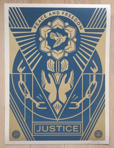 Shepard Fairey (Obey Giant) Peace And Freedom - signée - numerotée 2