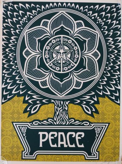 Shepard Fairey (Obey Giant) - 2007 Peace Tree Yellow AP - Sérigraphie 2