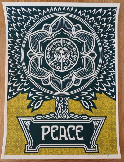 Shepard Fairey (Obey Giant) - 2007 Peace Tree Yellow AP - Sérigraphie 2