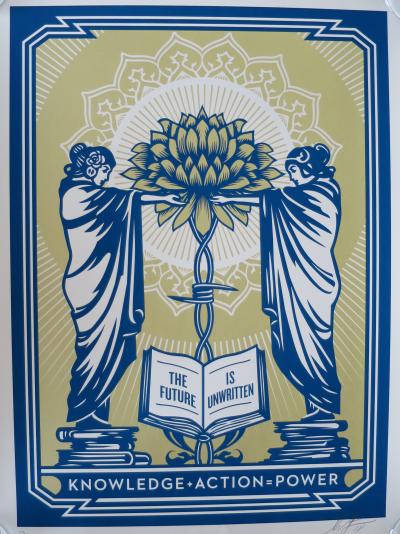 Shepard FAIREY (Obey) - Knowledge + Action (BlueGold), 2018 - Sérigraphie signée au crayon 2