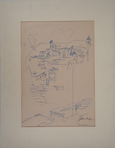 Jean DUFY - Espagne, Grenade, vue sur la vieille ville - Dessin original 2