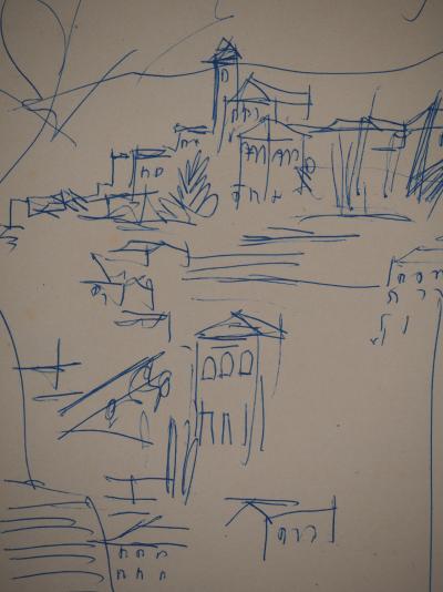 Jean DUFY - Espagne, Grenade, vue sur la vieille ville - Dessin original 2
