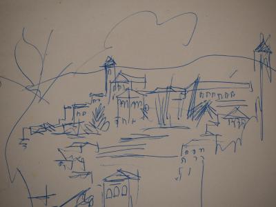 Jean DUFY - Espagne, Grenade, vue sur la vieille ville - Dessin original 2