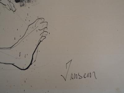 Jean JANSEM - Enfants jouant, Dessin signé 2