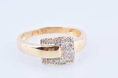 Bague Ceinture en or jaune 18 carats composée de 16 diamants taille brillant 2