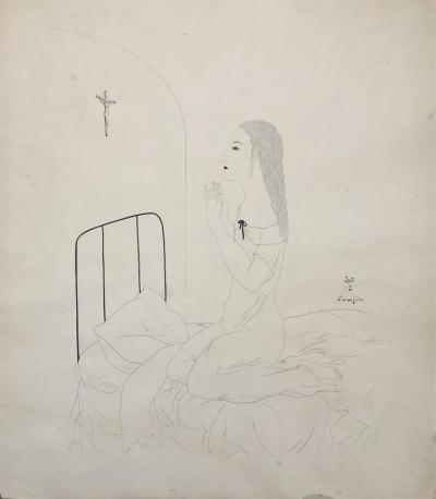 Léonard TSUGUHARU FOUJITA - La Prière, 1924 - Gravure originale signée 2