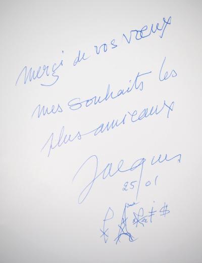 Jacques de la VILLEGLE : Carte de vœux signée avec dessin 2