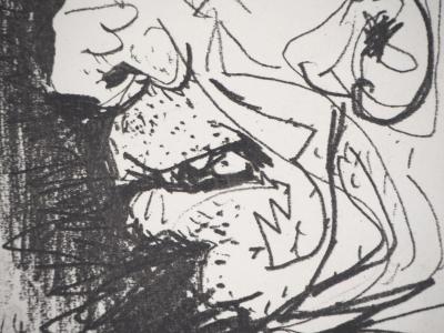 Pablo PICASSO (d’après) : Profil d’un vieil homme - Lithographie, 1970 2