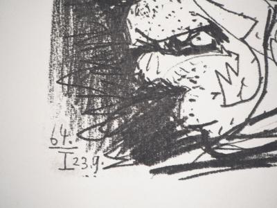 Pablo PICASSO (d’après) : Profil d’un vieil homme - Lithographie, 1970 2