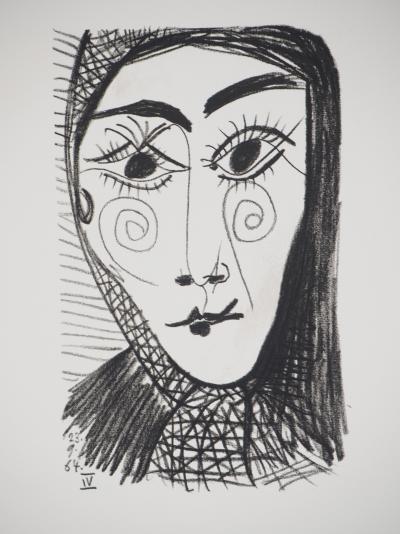 Pablo PICASSO (d’après) : Femme au foulard noir - Lithographie, 1970 2