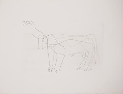 Pablo PICASSO (d’après) : Taureau à l’arrêt - Lithographie, 1970 2