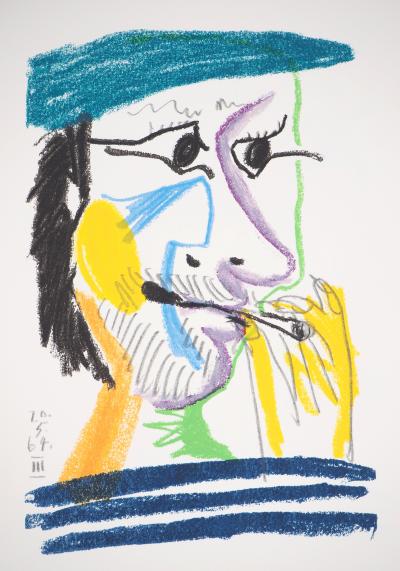 Pablo PICASSO (d’après) : Homme au béret bleu - Lithographie, 1970 2