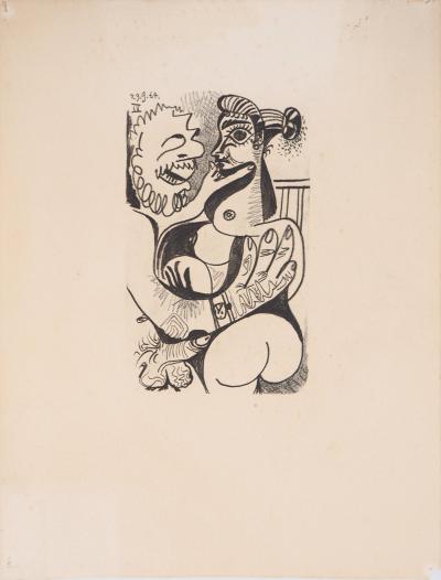 Pablo PICASSO (d’après) : Scène érotique - Lithographie, 1970 2