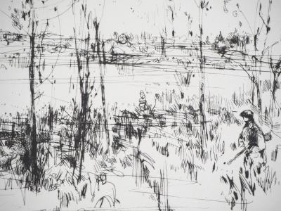 Yves Jean COMMERE : Bord de lac - Gravure originale signée 2