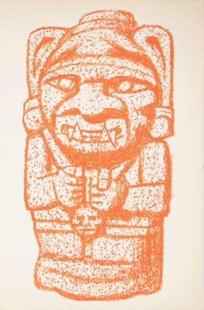 Lithograph with Pre-Columbian motif: 