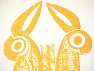 Lithographie à motif Précolombien : Couple d'oiseaux 2