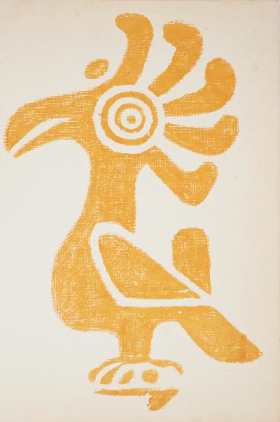 Lithographie à motif Précolombien : Oiseau du soleil 2