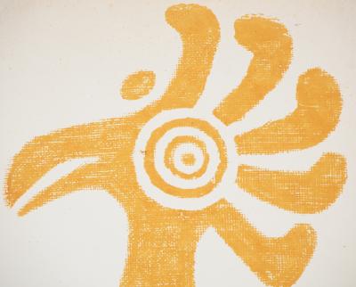 Lithographie à motif Précolombien : Oiseau du soleil 2